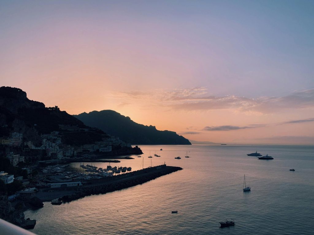 Amalfi coast at sunset